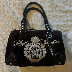 Juicy Couture Black Satchel with Embroidered Crest